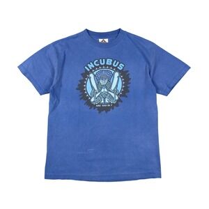 Vtg Incubus Band T Shirt Mens Medium Blue Are You In 2002 Graphic Tee Y2K Faded
